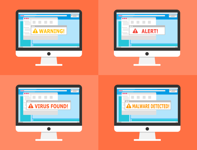 Virus alert, malware alert
